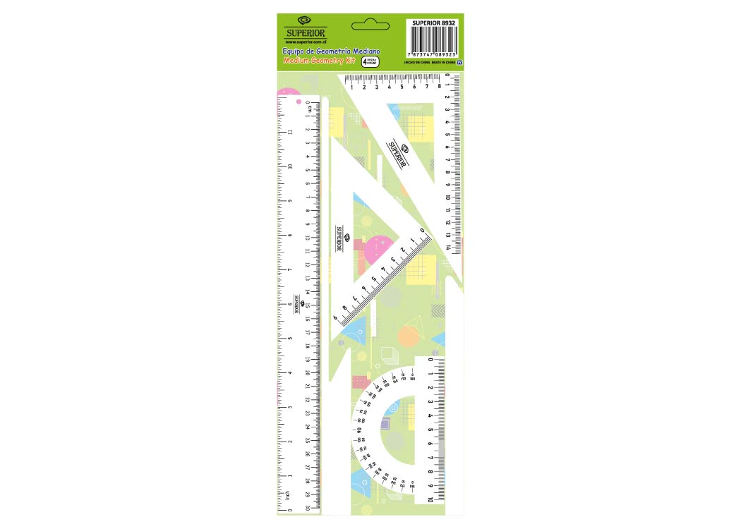 ESTUCHE GEOMETRICO MEDIANO 4UNDS NO.2 REGLA 30 CMS